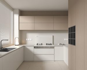 Пепельные кухонные шкафы для квартир