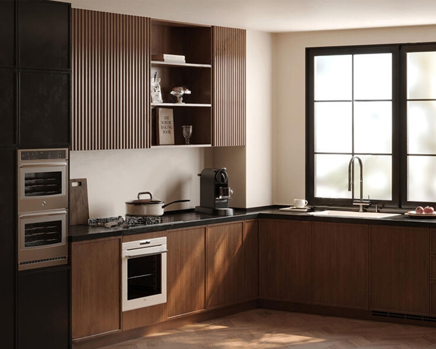 Armoires de cuisine en noyer marron