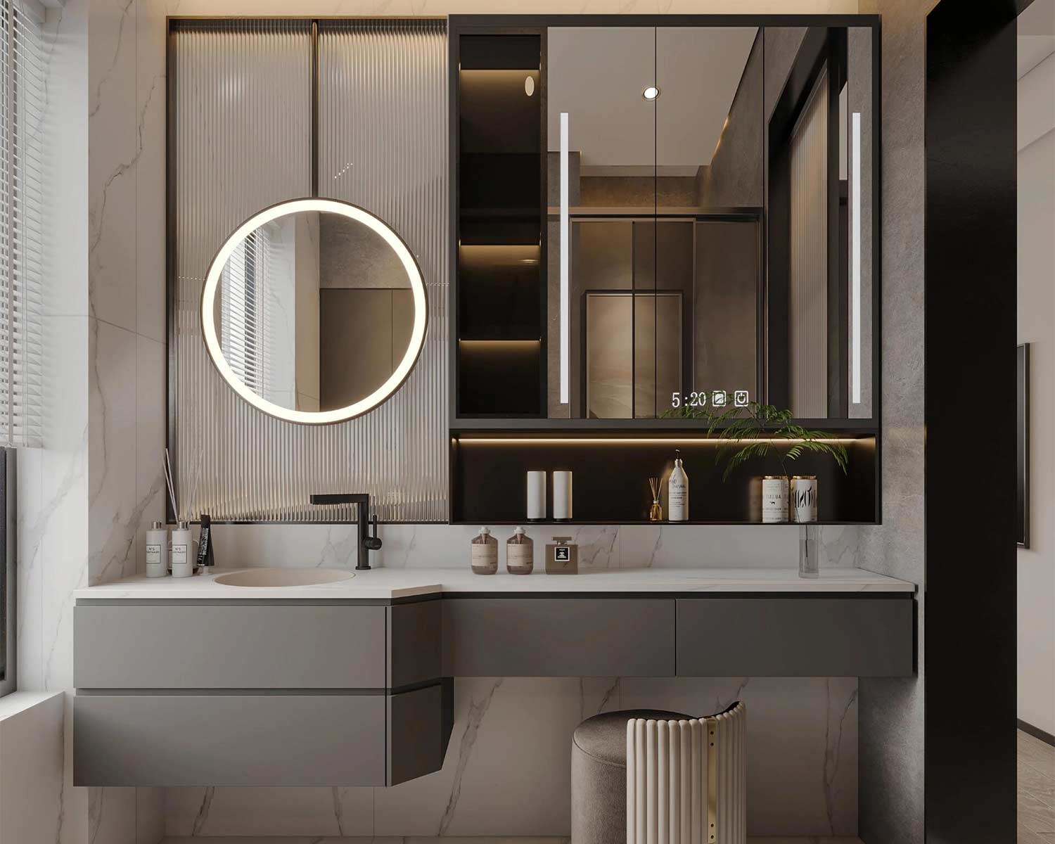 Vanité de salle de bain construite