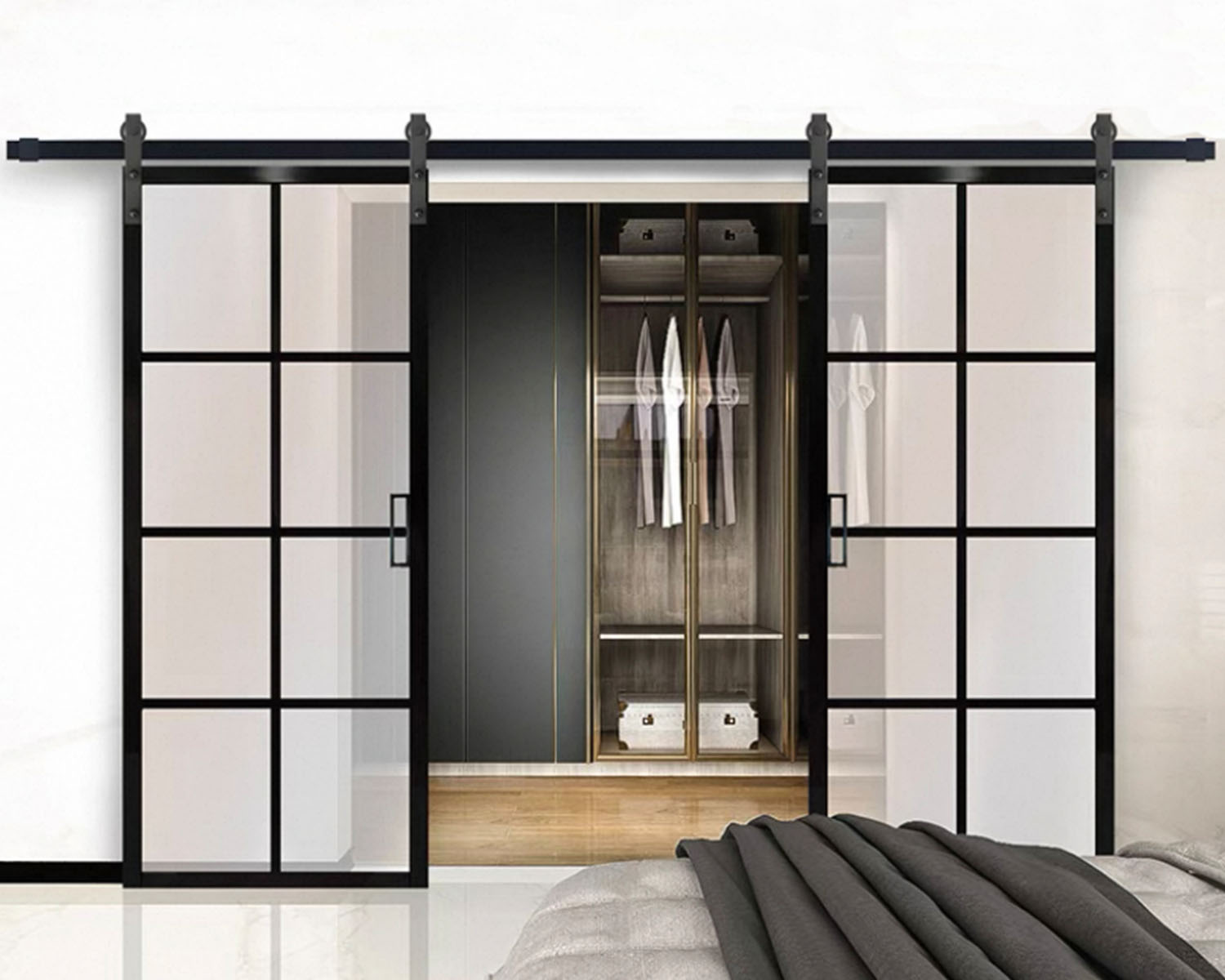 Portes de verre coulissantes intérieures contemporaines