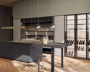 Armoires de cuisine en verre pour appartements