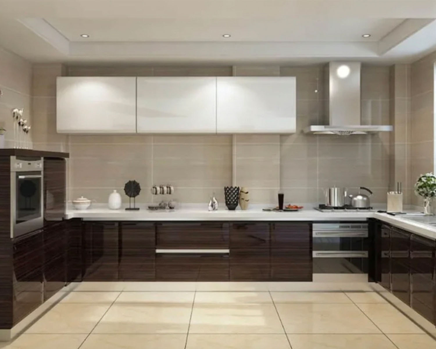 Armoires de cuisine de laquer haut brillant
