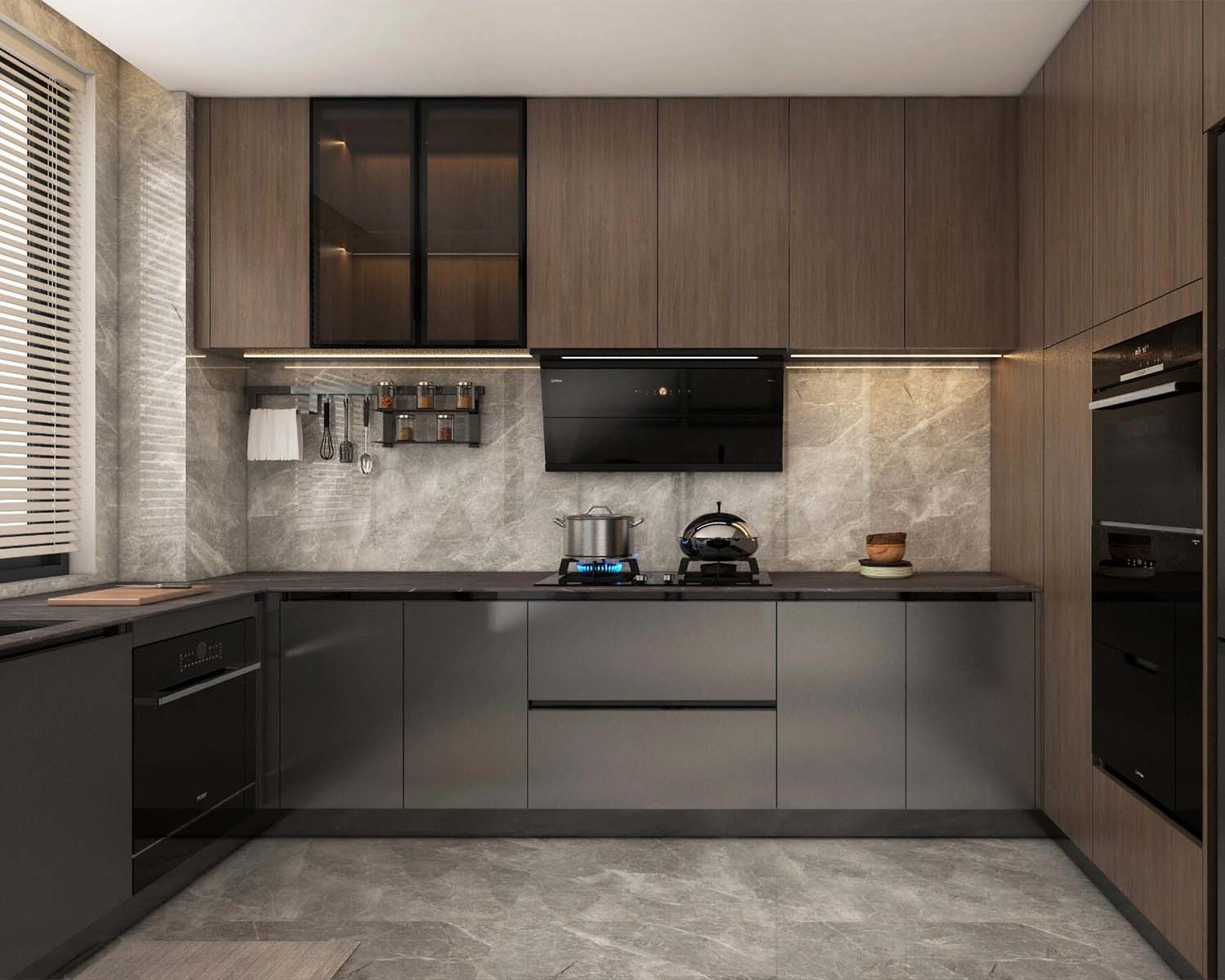 Armoires de cuisine en métal pour villa