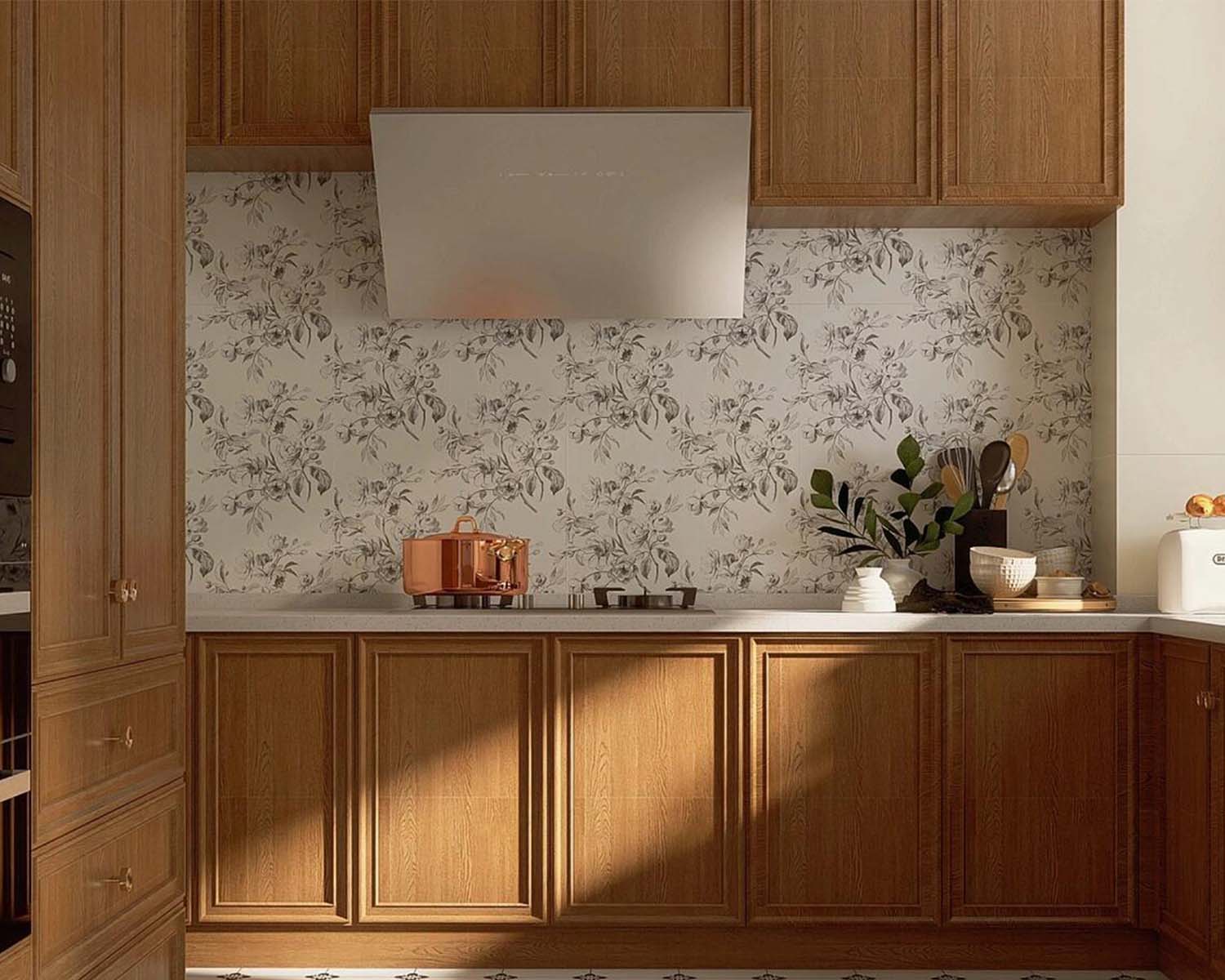 Armoires de cuisine en noyer moderne