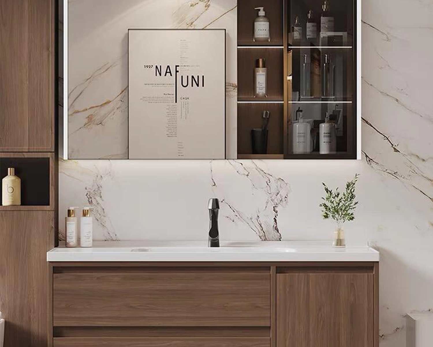 Armoire de salle de bain en bois massif