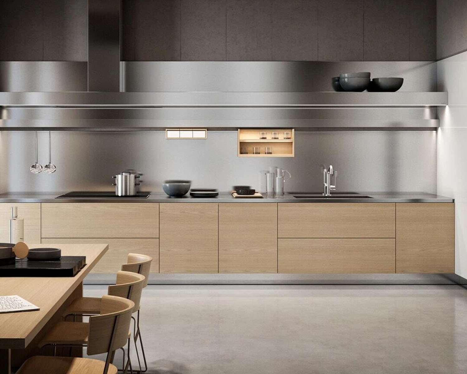 Armoires de cuisine en acier inoxydable pour villa