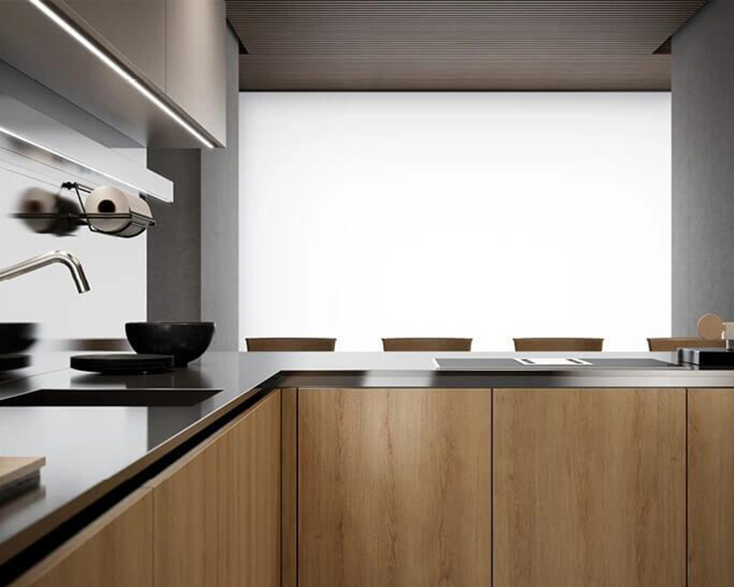 Armoires de cuisine en acier inoxydable pour appartements