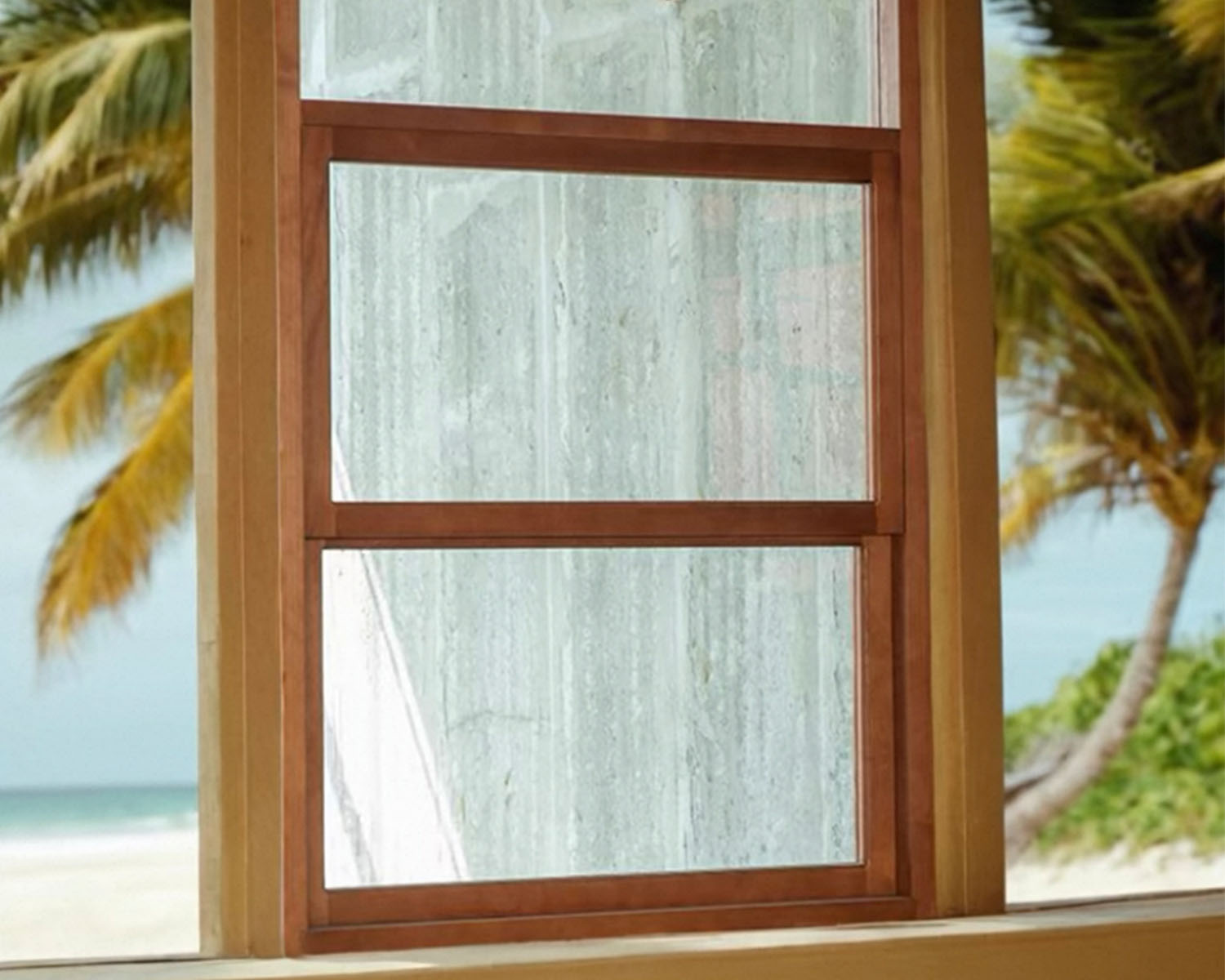 Ventanas de faja deslizantes verticales de madera