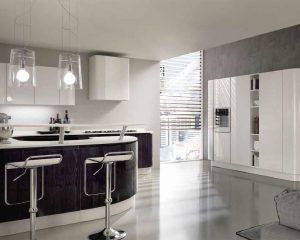 Белые акриловые кухонные шкафы
