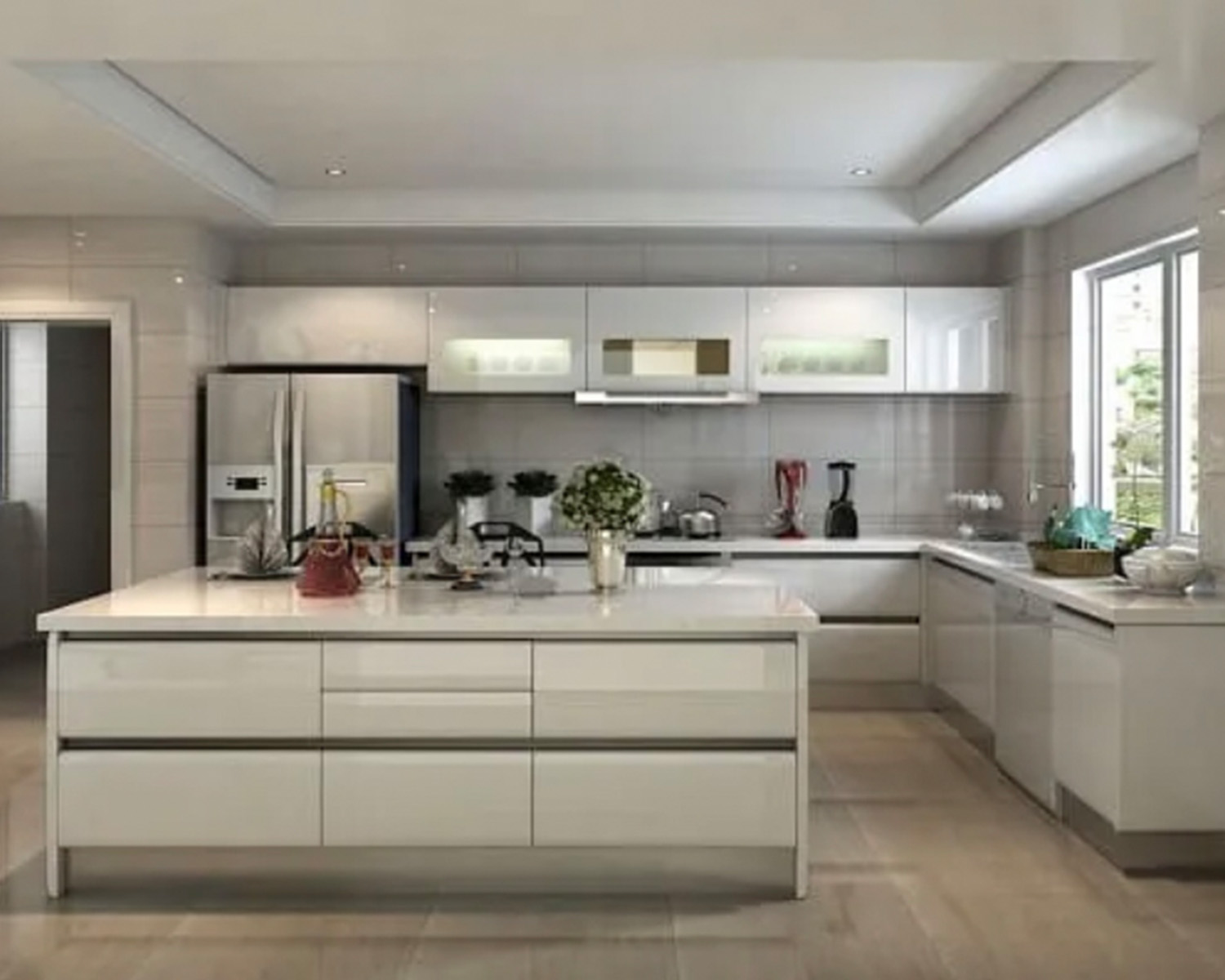 Armoires de cuisine de laque blanche