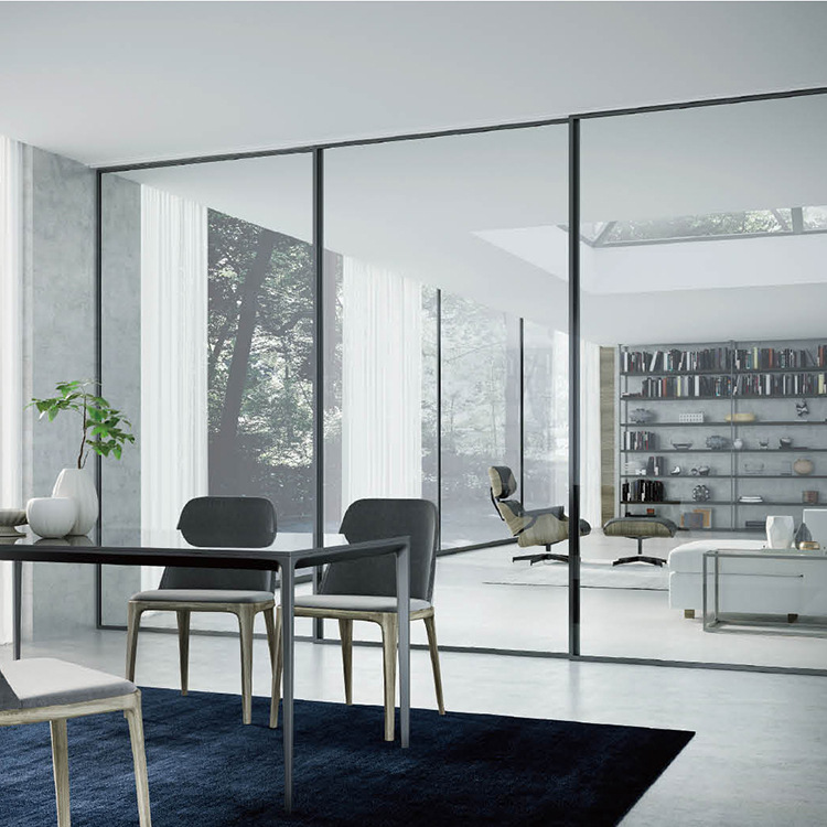 Modern Minimalist Slim Frame Aluminum Sliding Doors