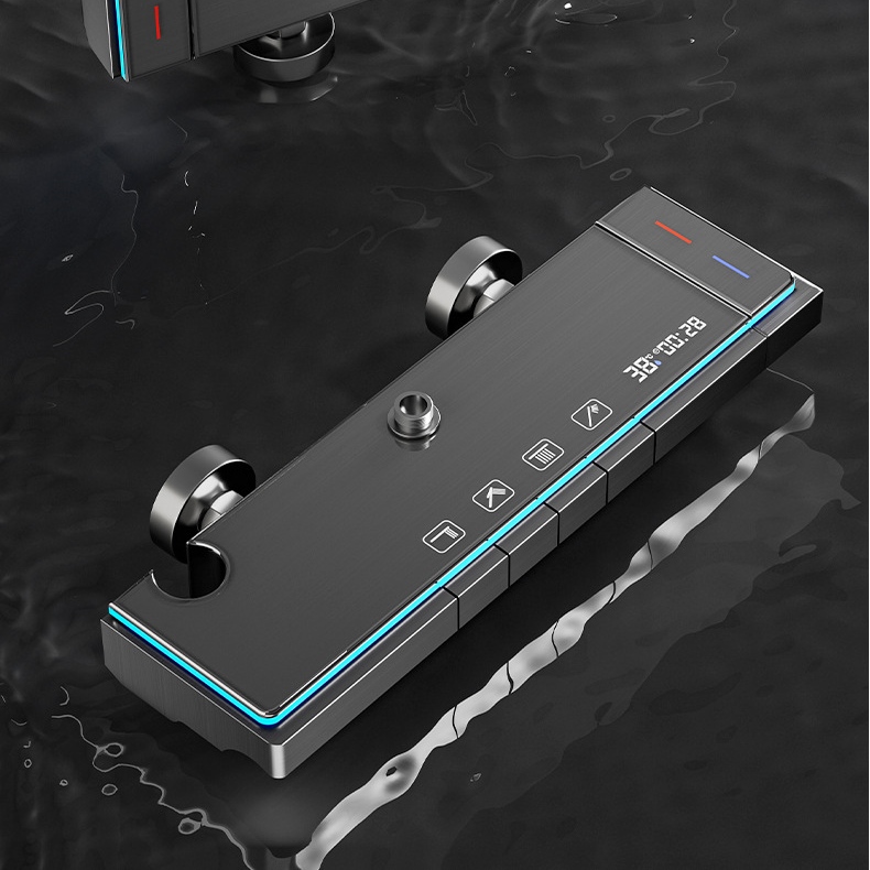 Modern PVD In-Wall LED Shower System – Air-Injection Rainfall Set with Digital Display