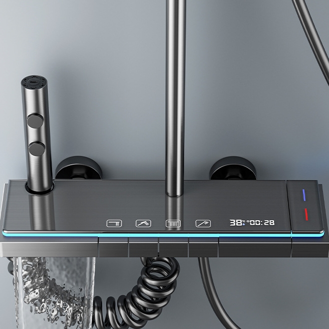 Modern PVD In-Wall LED Shower System – Air-Injection Rainfall Set with Digital Display