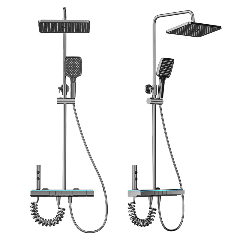 Modern PVD In-Wall LED Shower System – Air-Injection Rainfall Set with Digital Display