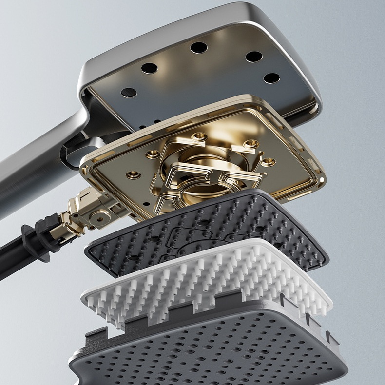 Modern PVD In-Wall LED Shower System – Air-Injection Rainfall Set with Digital Display