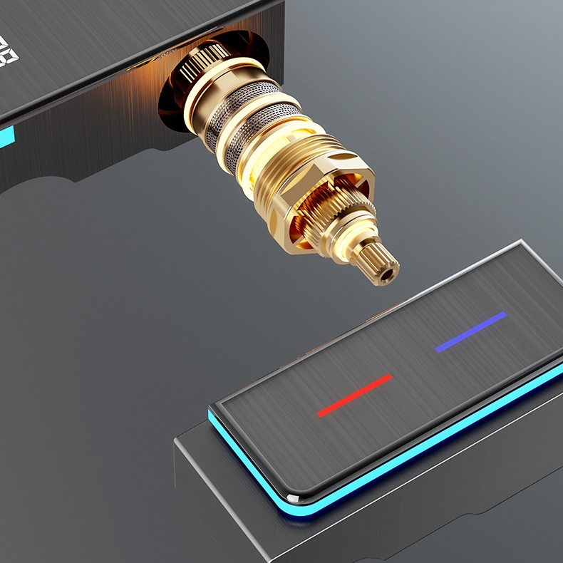 Modern PVD In-Wall LED Shower System – Air-Injection Rainfall Set with Digital Display