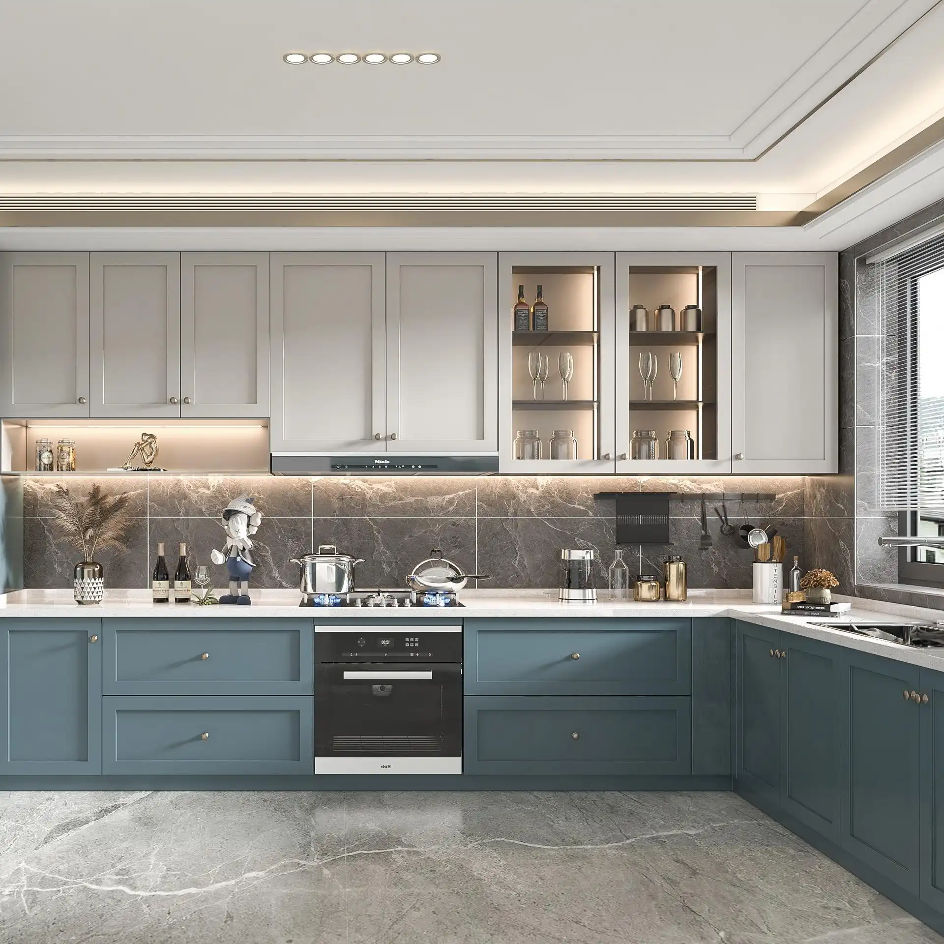 Complete Set Of White Cabinet Modern Kitchen Furniture For Apartments